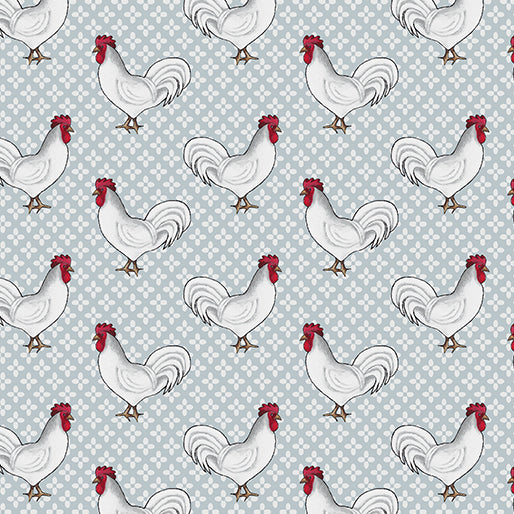 Fabric - Benartex - Grey Rooster, Spring Hill Farms BEN110824