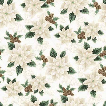Fabric - Winter - Ivory/Gold Christmas Splendor/ Metallic # W7776H-22G