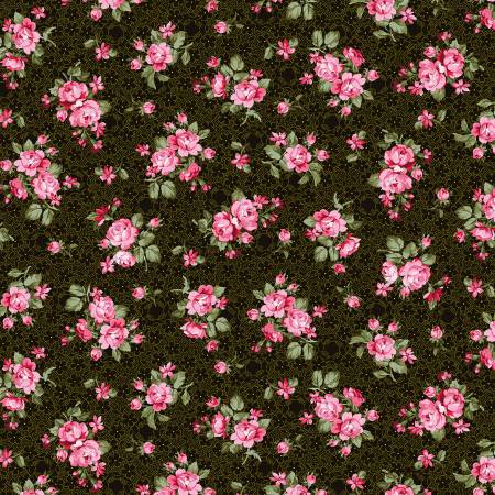 Fabric - Metallic by Benartex, 13557M-12, Promise Me Series, Black and Pink