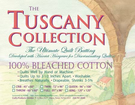 Batting - Tuscany Bleached Cotton 120in x 120in