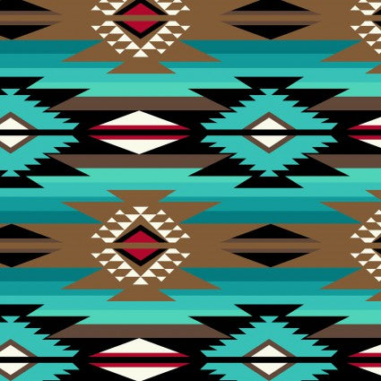 Fleece - TEAL, Raindance Navajo Pattern, 60" Wide, #41000-1