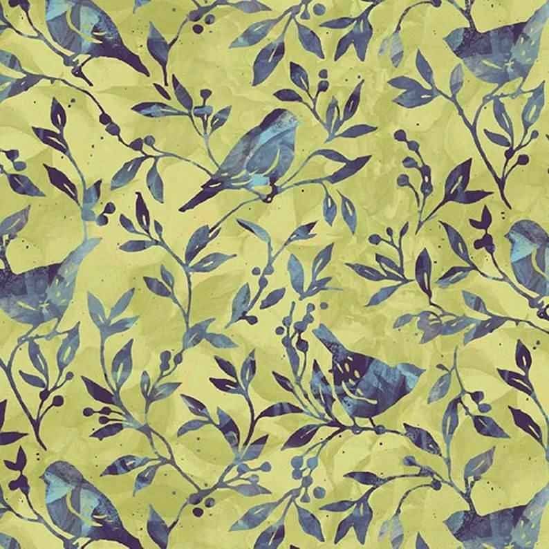 ﻿Fabric - Jasmine Birdy Vine Springs Creative 44" 18177